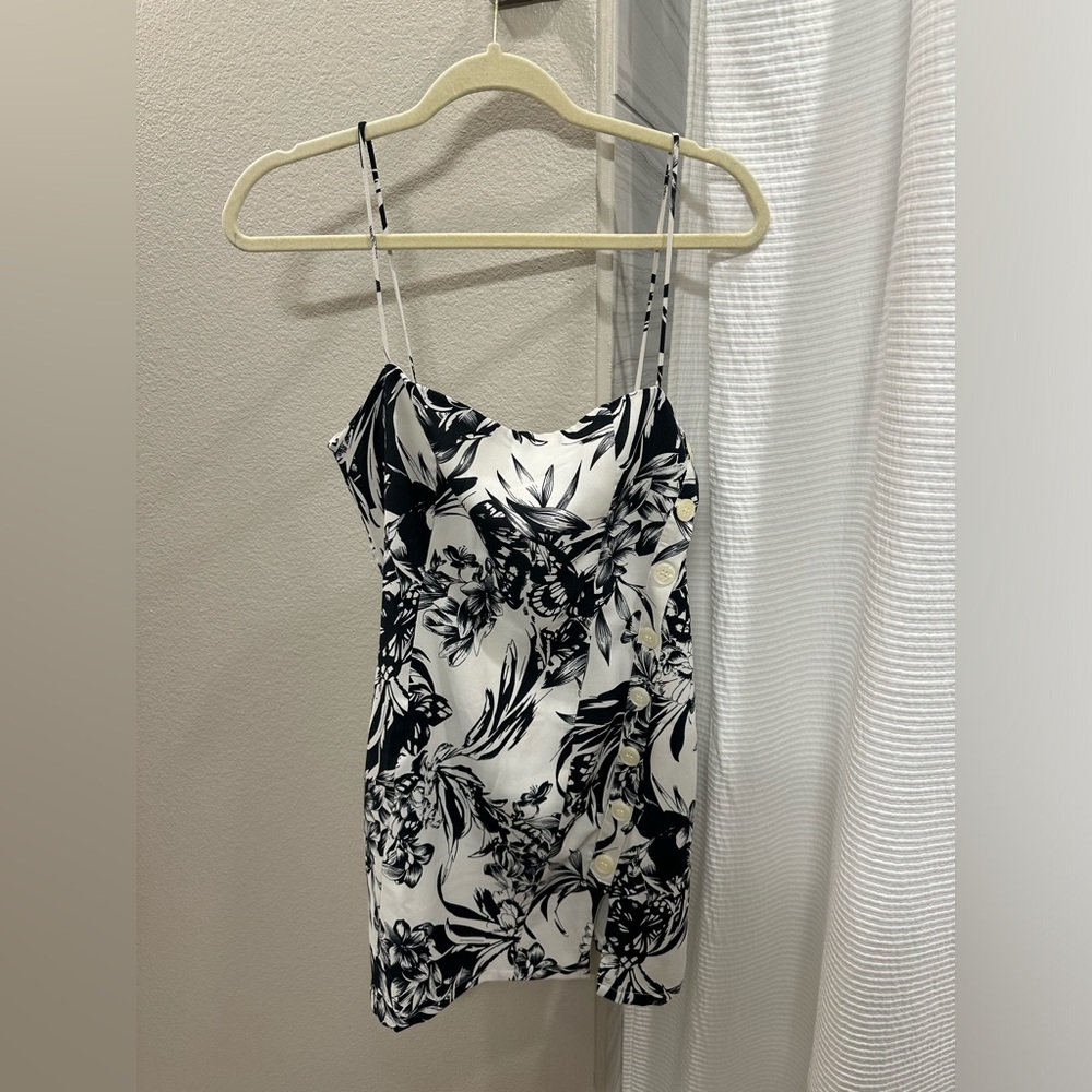 Black & White Tropical Mini Dress